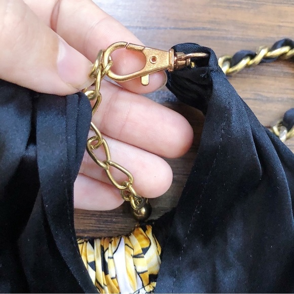 Cache • vintage silk scarf top halter neck chain black white gold versace - Picture 11 of 12